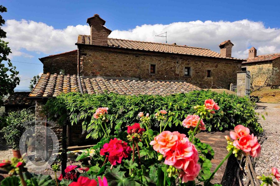 Colonica con loggia e piscina