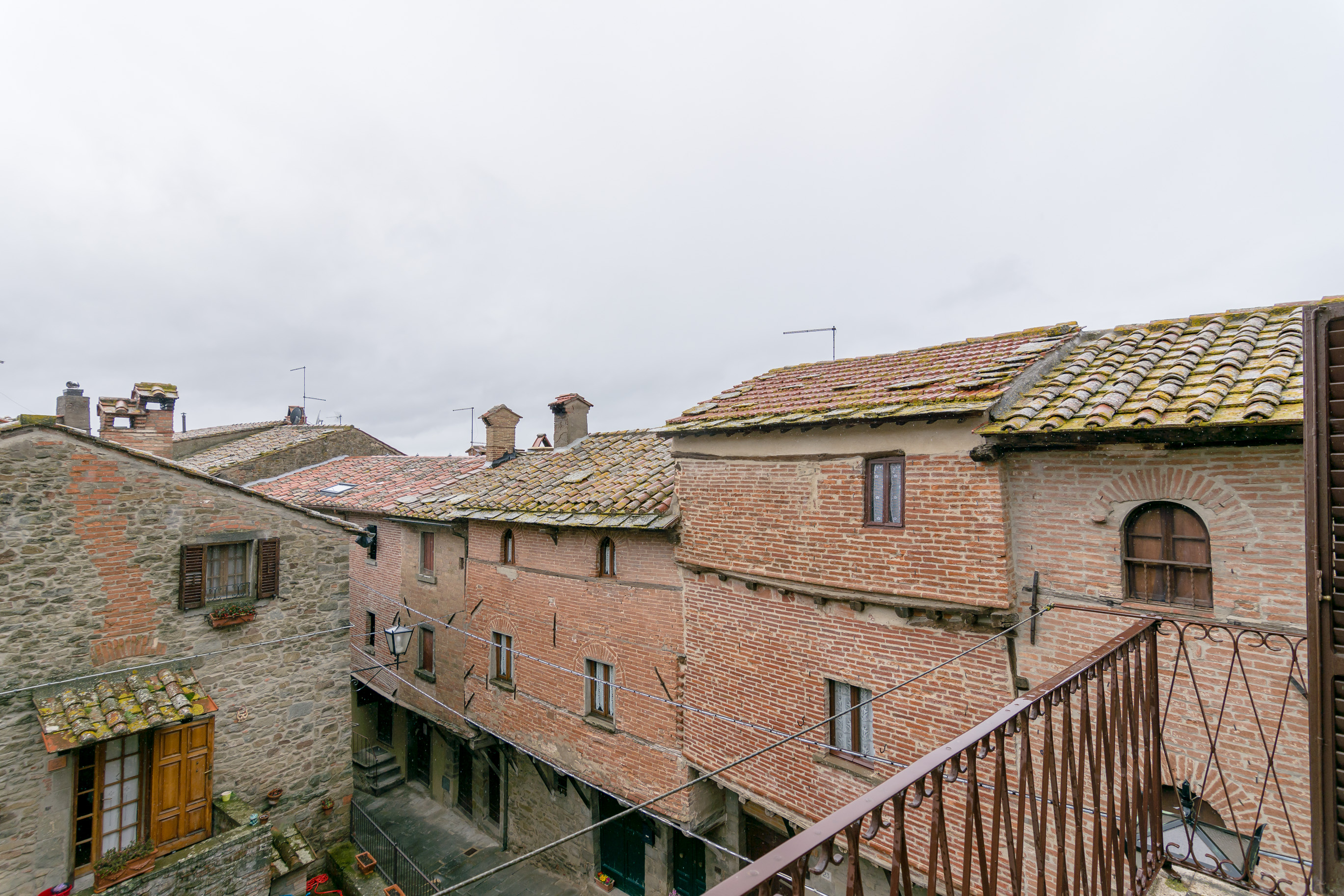 The balcony on the ancient street