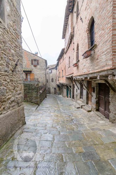 The balcony on the ancient street